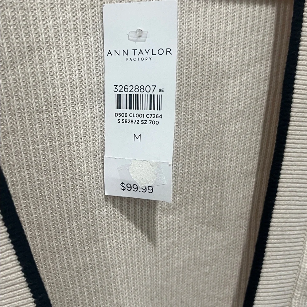 Ann Taylor Factory Beige Cardigan with Black Accents - Picture 4 of 7